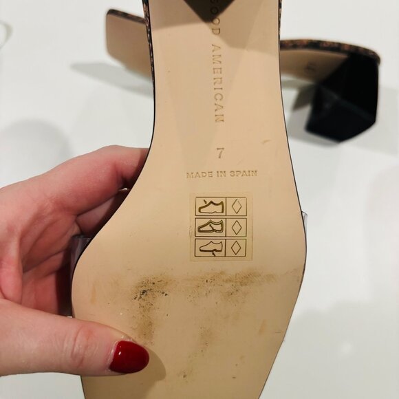 Good American Snakeskin Block Heel Clear Sandals Size 7 - Picture 5 of 6